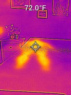 The Nectar Ultra's surface temperature after laying down on it.