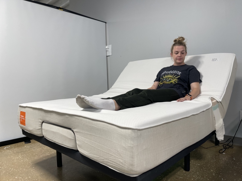 A Boring Hybrid Mattress on an adjustable platform bed