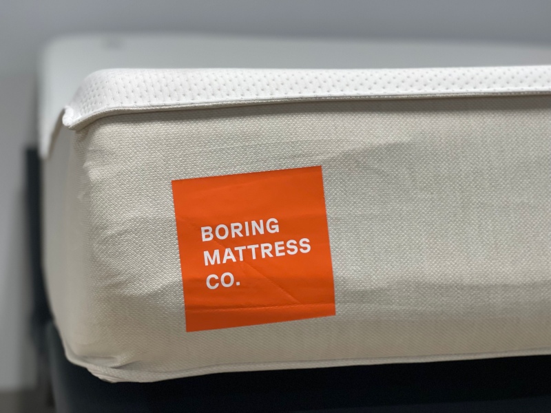 The tag on a Boring AF Mattress