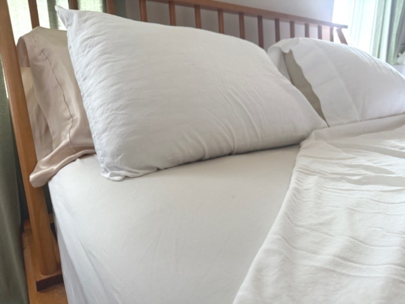 Peacock Alley Soprano Sateen Sheet Set on a bed