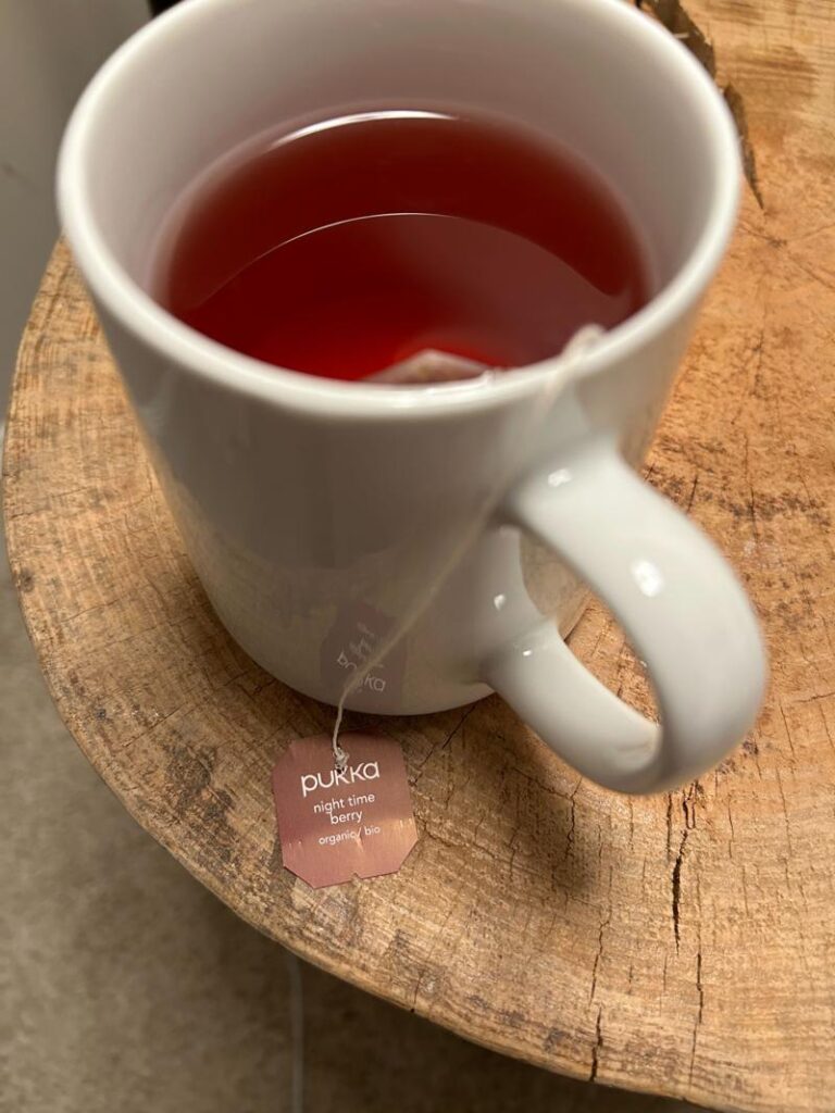 A cup of Pukka Night Time Berry Tea