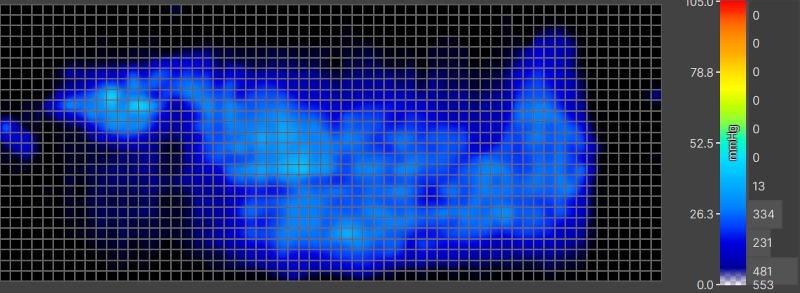 Side-sleeping pressure map of a heavy person on the Bear Star Hybrid Mattress